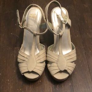 Light olive canvas heels